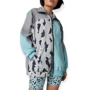 Adidas by Stella McCartney Women's Gray Blue Nylon Track Jacket Windbreaker S
